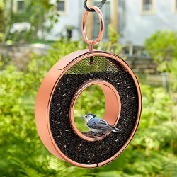 Circle Fly-Through Bird Feeder Copper with Mesh Panels