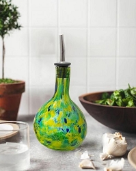 Blown Glass Cruet Yellow/Green 