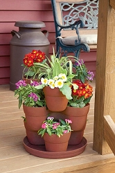 Bloomers Flower Tower Stackable Planters Terra Cotta