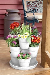 Bloomers Flower Tower Stackable Planters White