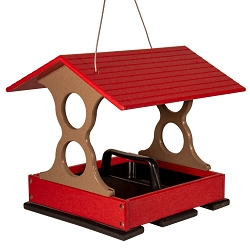 Recycled Plastic Fly-Through Bird Feeder Medium Red/Tan