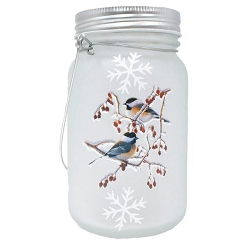 LED Chickadee Mason Jar Set of 2 
