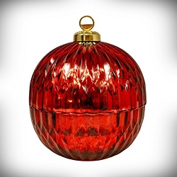 Red Mercury Glass Ornament 4 inch LED Candle 