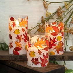 Falling Leaves LED Pillar Candle 3-Piece Set  