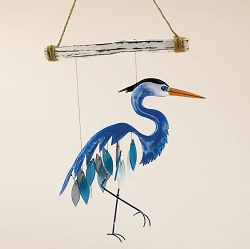 Great Blue Heron Glass Wind Chime