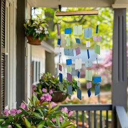Mountain Beveled Squares Glass Windchime  