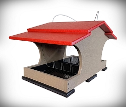 Recycled Poly Large Capacity Hopper Feeder Cardinal Red/Tan