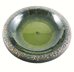 Tierra Garden Light Green Gloss Bird Bath Bowl with Matte Rim 
