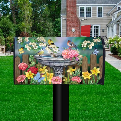 Briarwood Lane Birdbath in Bloom Mailbox Cover 