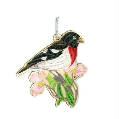 Red-Beasted Grosbeak Quilled Ornament 