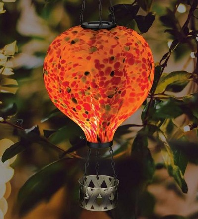 Hot Air Balloon Solar Lantern Murano Orange 