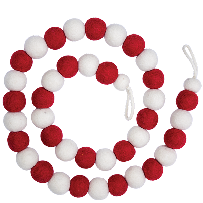 Hand-Felted Garland Santa Red & White 5 ft. 