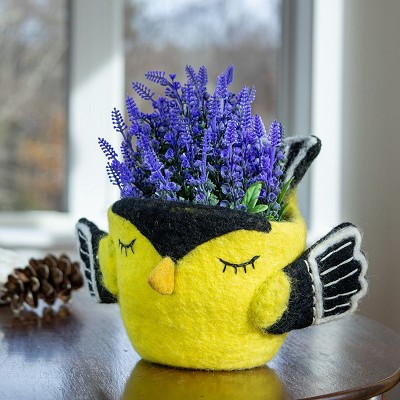 Goldfinch Sleepy Bird Felt Pot 