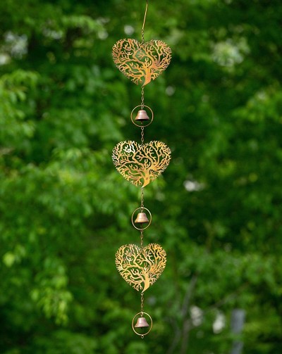Flamed Copper Triple Openwork Hearts Hanging Ornament 