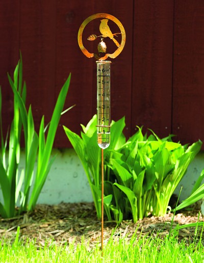 Flamed Copper Bird Rain Gauge Stake 