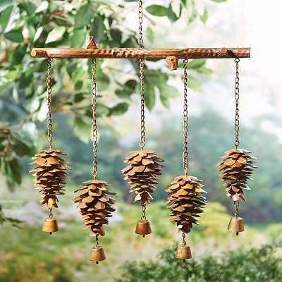 Flamed Copper Pine Cone Wind Chime 