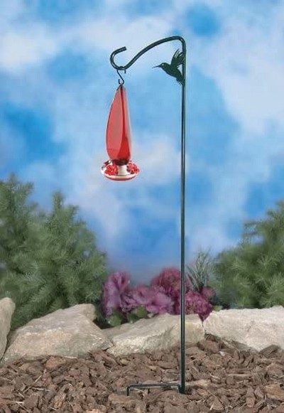 Hummingbird Silhouette Garden Hook 42" Black 