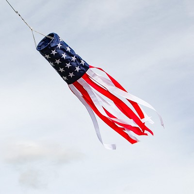 USA Stars and Stripes Embroidered Windsock 40" 