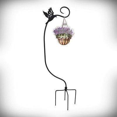 Staked Basket Hanger with Bird Silhouette Black 48" 