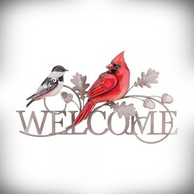 Welcome Wall Decor Cardinal & Chickadee 
