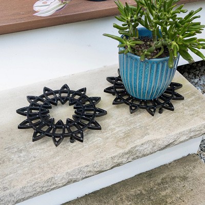 Cast Iron Flower Trivets 8" or 12" Diameter Set of 2 