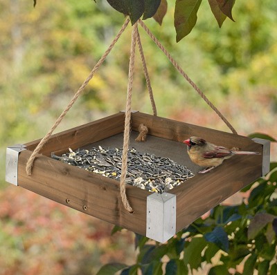 Rustic Farmhouse Hanging Platform Feeder 