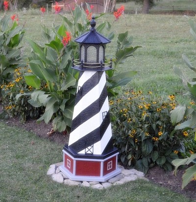 Wooden Lighthouse Replica Cape Hatteras with Base 