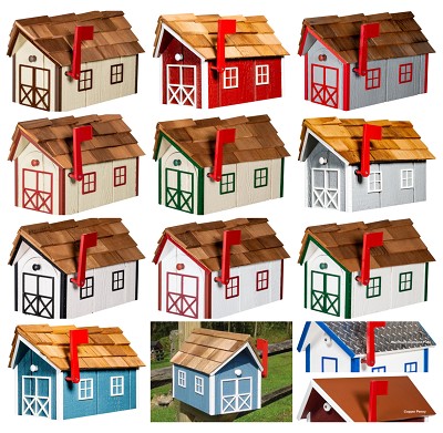 Amish Handcrafted Wood Mailbox w/Cedar Shake Roof 