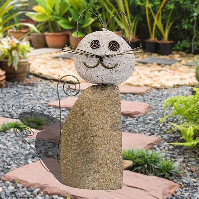 Upright River Stone Cat Statue 