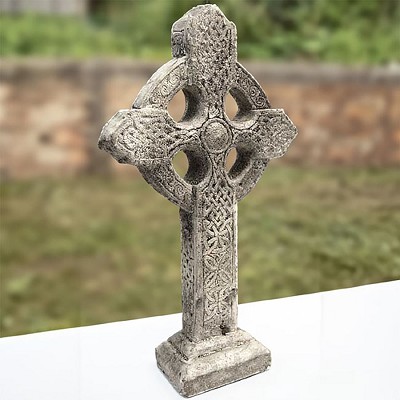 Stonecasted Celtic Cross on Base Pre-Aged 