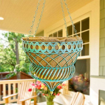 Queen Anne Parasol Hanging Planter Verdigris 