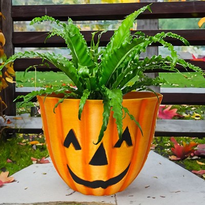 Urban Gardener Jack-O-Lantern Fiber Clay Pot 12" 