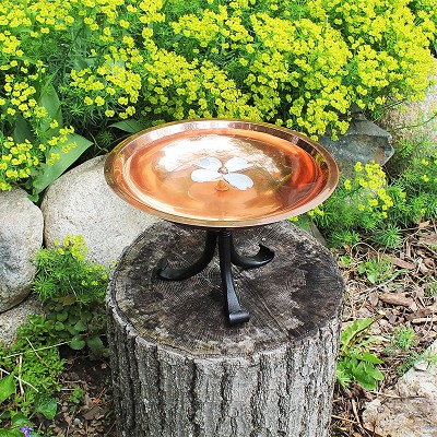 Achla Copper Dogwood Birdbath with Tripod Stand 