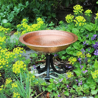 Achla Hammered Solid Copper Birdbath with Tripod Stand 