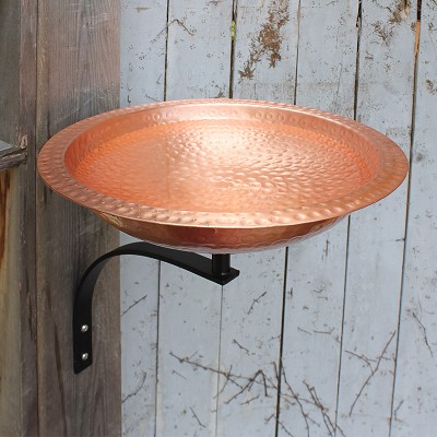 Achla Hammered Solid Copper Birdbath with Wall Bracket 
