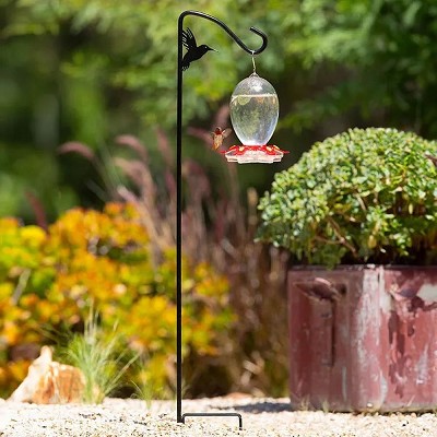Hummingbird Silhouette Feeder Hook 42" Black Set of 2 - Hummingbird Feeders Sold Separately 