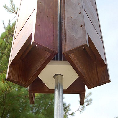 Best Premium Stained 2-Chamber Bat House Trio Dark Brown 65 Bats with 16' Pole Kit 