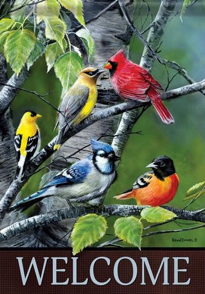 Flag Trends Songbirds on Birch Branches Garden Flag 