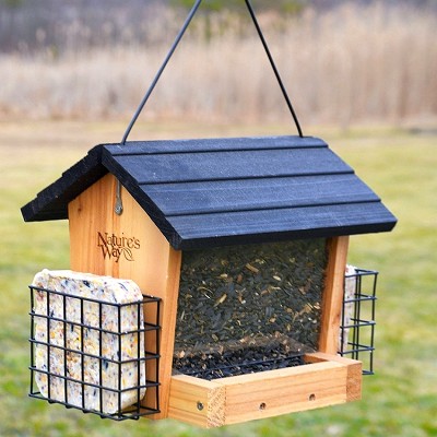 Nature's Way Cedar Series 3 Quart Hopper Feeder w/Suet Cages 