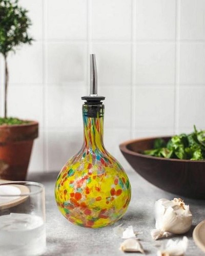 Red/Yellow Blown Glass Cruet 