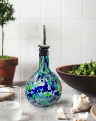 Blue/Green Blown Glass Cruet 