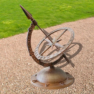 Cast Iron Armillary Sundial with Starburst 