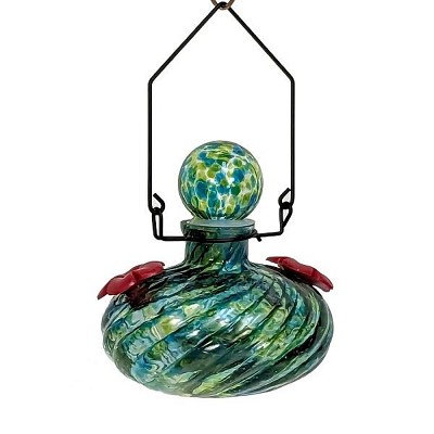 LunaLite Decanter Hummingbird Feeder Seaglass 