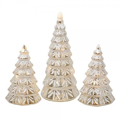 Silver Tiered Mercury Glass LED Tree Collection Set of 3 