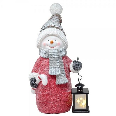 Snowman Door Greeter with LED Lantern 