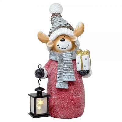 Moose Door Greeter with LED Lantern 