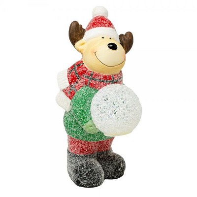 Moose with LED Snowball Set of 2 