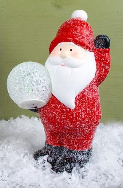 Santa with LED Snowball Set of 2 