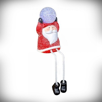 Santa Shelf Sitter with LED Snowball Set of 2 