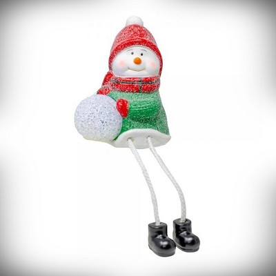 Snowman Shelf Sitter with LED Snowball Set of 2 